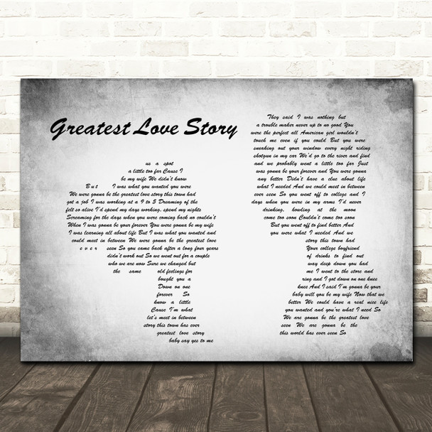 LANCO Greatest Love Story Man Lady Couple Grey Song Lyric Quote Print