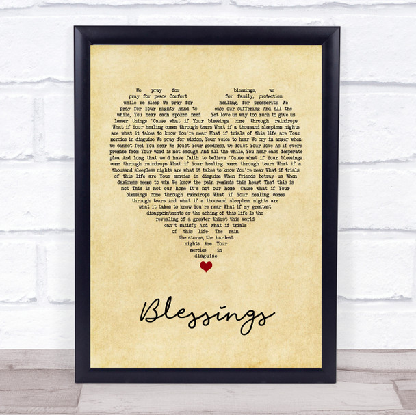 Laura Story Blessings Vintage Heart Song Lyric Print