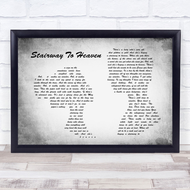Led Zeppelin Stairway To Heaven Man Lady Couple Grey Song Lyric Print
