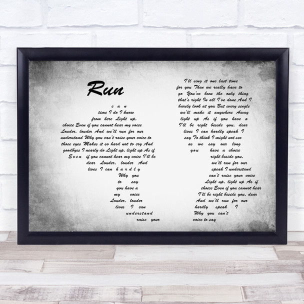 Leona Lewis Run Man Lady Couple Grey Song Lyric Quote Print