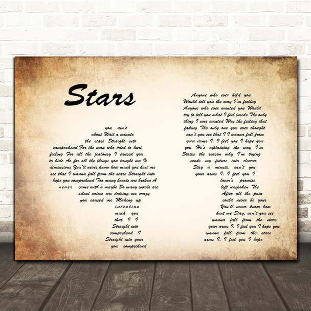 Simply Red Stars Man Lady Couple Song Lyric Quote Print