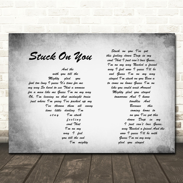 Lionel Richie Stuck On You Man Lady Couple Grey Song Lyric Quote Print