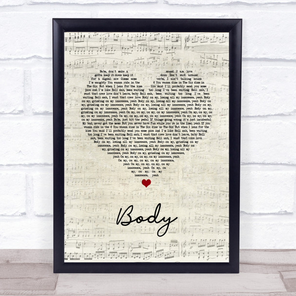 Loud Luxury feat. Brando Body Script Heart Song Lyric Print