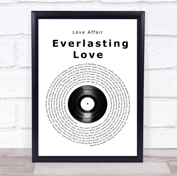 Love Affair Everlasting Love Vinyl Record Song Lyric Print