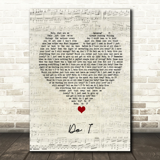 Luke Bryan Do I Script Heart Song Lyric Print