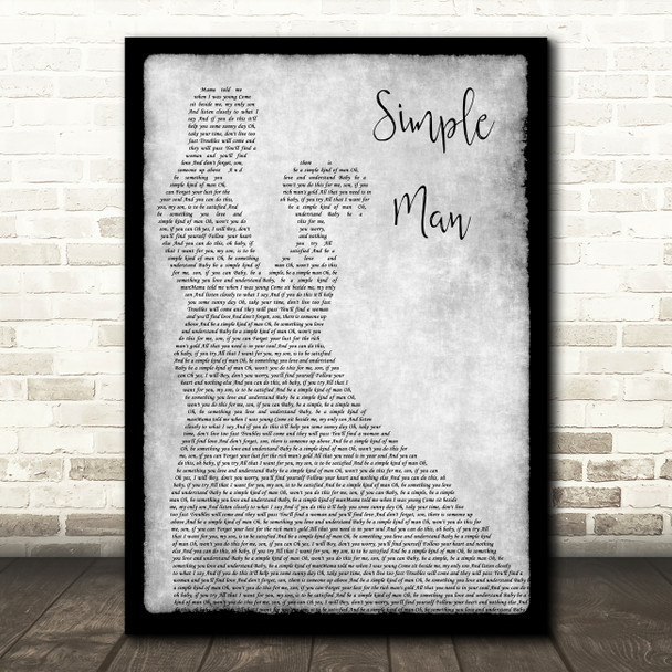 Lynyrd Skynyrd Simple Man Grey Song Lyric Man Lady Dancing Quote Print