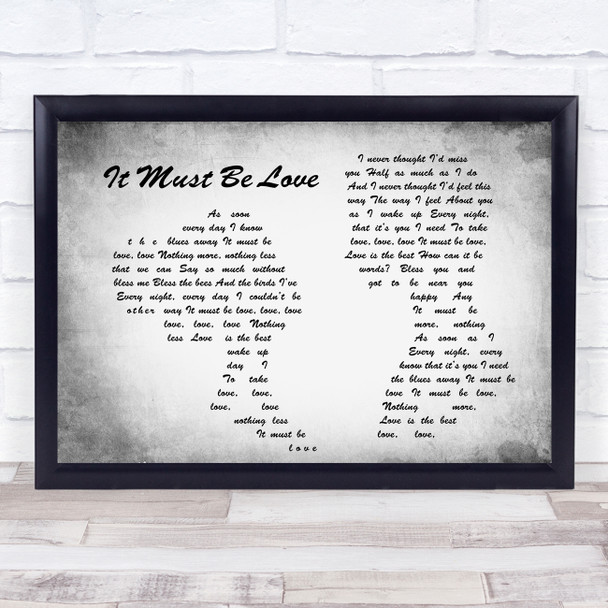 Madness It Must Be Love Man Lady Couple Grey Song Lyric Quote Print