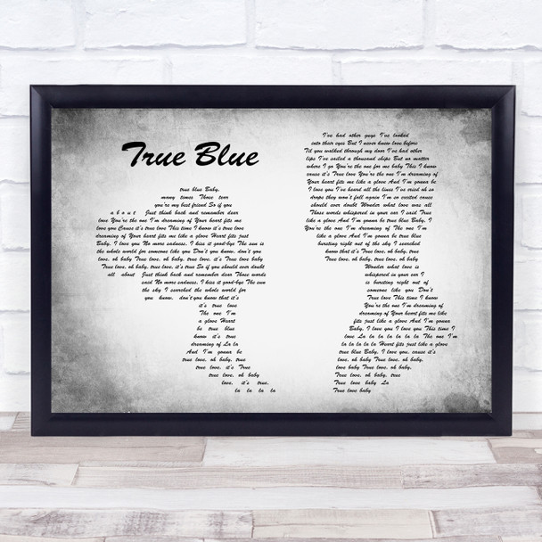 Madonna True Blue Man Lady Couple Grey Song Lyric Print