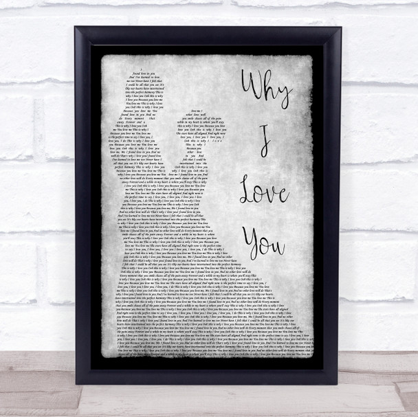 MAJOR Why I Love You Grey Man Lady Dancing Song Lyric Print