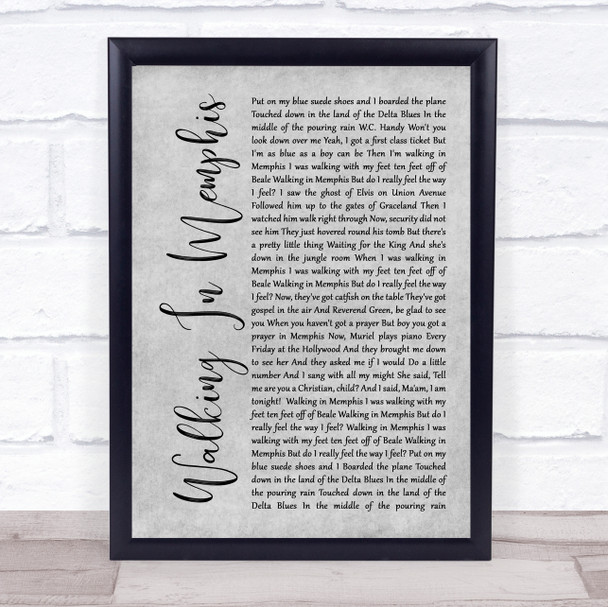 Marc Cohn Walking In Memphis Grey Rustic Script Song Lyric Print