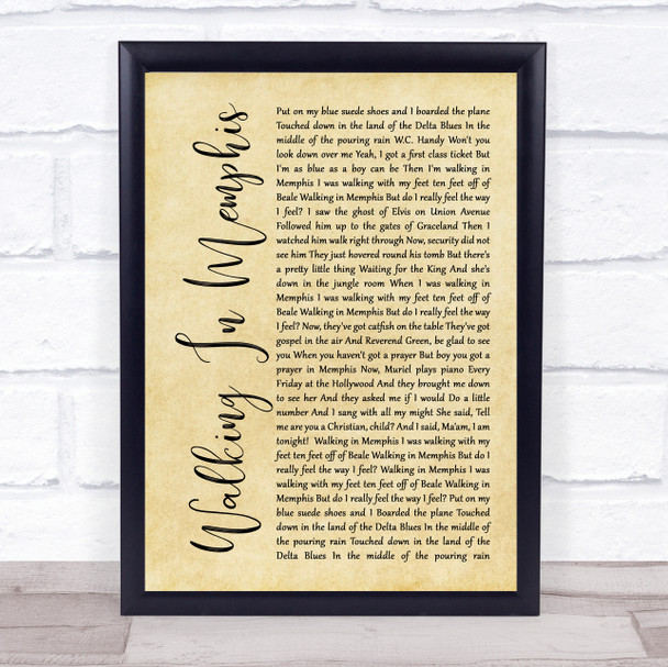 Marc Cohn Walking In Memphis Rustic Script Song Lyric Print