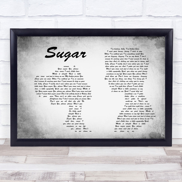 Maroon 5 Sugar Man Lady Couple Grey Song Lyric Print