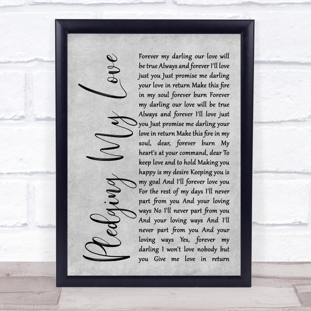 Marvin Gaye & Diana Ross Pledging My Love Rustic Script Grey Song Lyric Print