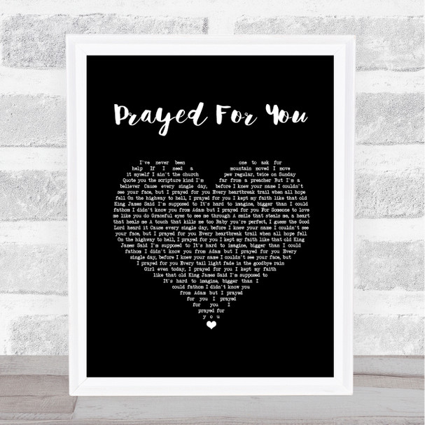 Matt Stell Prayed For You Black Heart Song Lyric Print