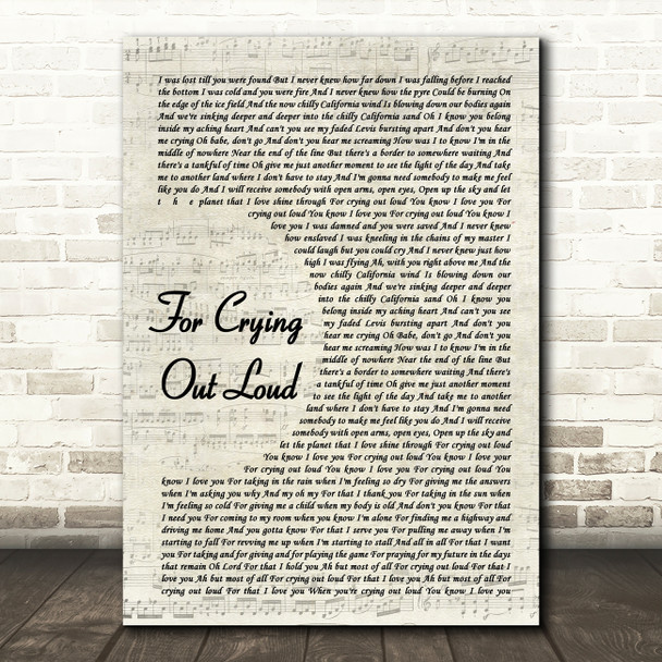 MEAT LOAF For Crying Out Loud Vintage Script Song Lyric Print