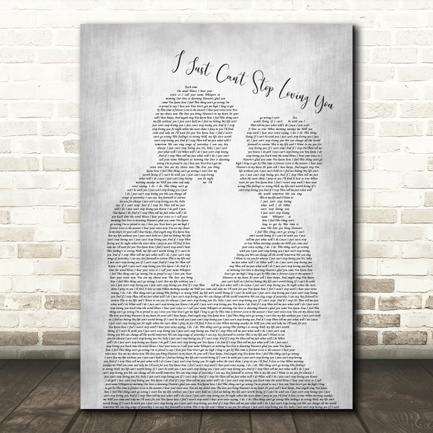 Michael Jackson I Just Can't Stop Loving You Man Lady Grey Song Lyric Print