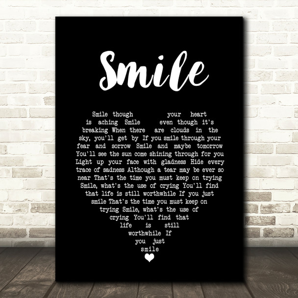 Nat King Cole Smile Black Heart Song Lyric Print