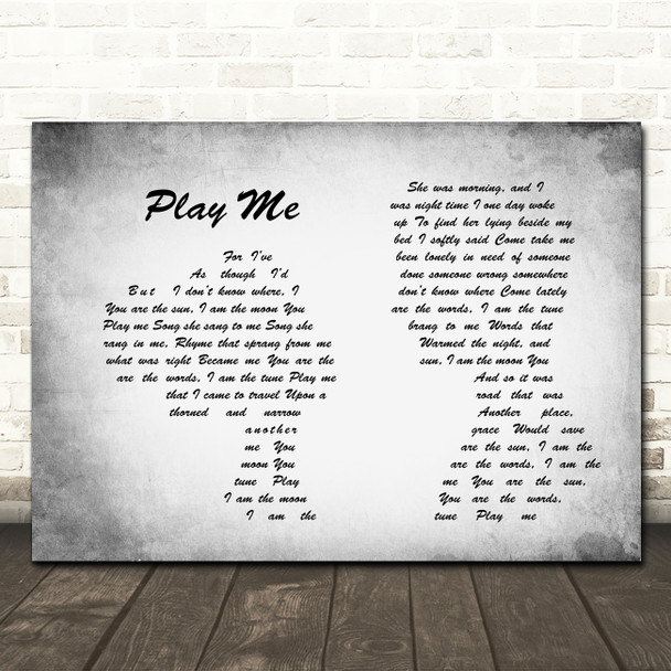 Neil Diamond Play Me Man Lady Couple Grey Song Lyric Quote Print