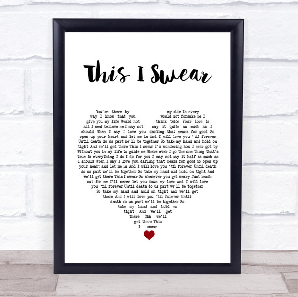 Nick Lachey This I Swear White Heart Song Lyric Print