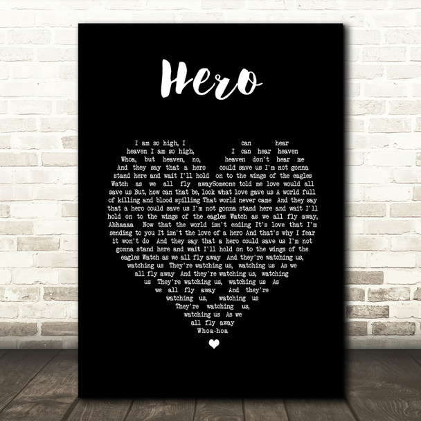 Nickelback Hero Black Heart Song Lyric Print