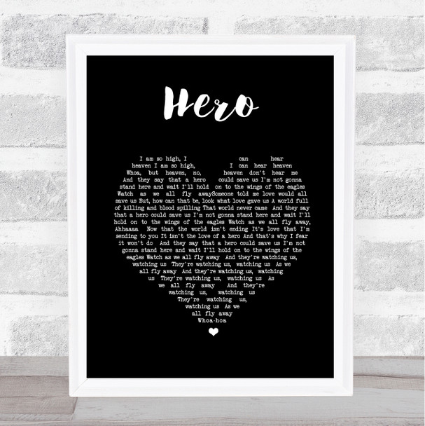 Nickelback Hero Black Heart Song Lyric Print