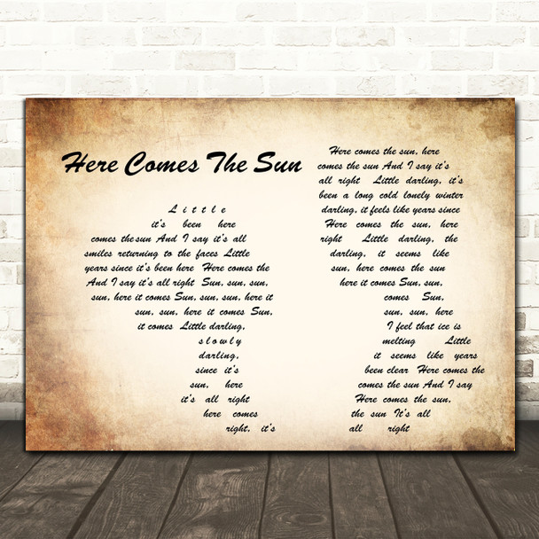 The Beatles Here Comes The Sun Man Lady Couple Song Lyric Quote Print