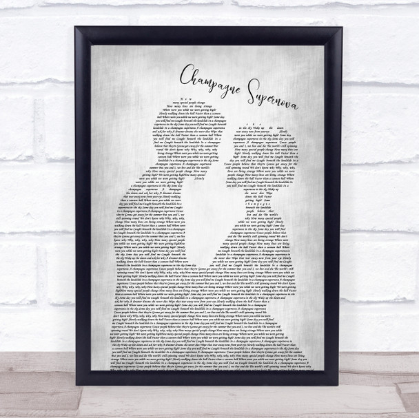Oasis Champagne Supernova Grey Song Lyric Man Lady Bride Groom Wedding Print