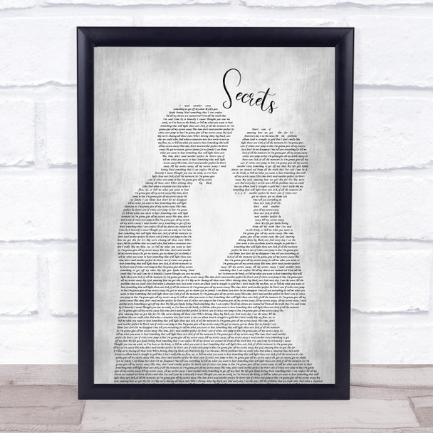 OneRepublic Secrets Man Lady Bride Groom Wedding Grey Song Lyric Print