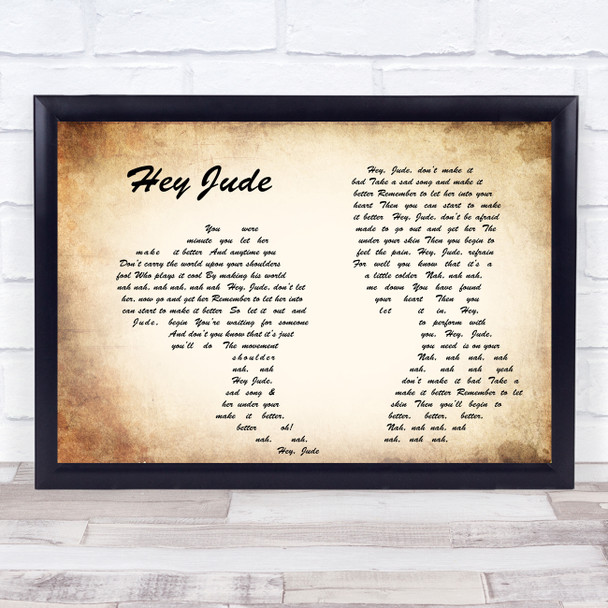 The Beatles Hey Jude Man Lady Couple Song Lyric Quote Print
