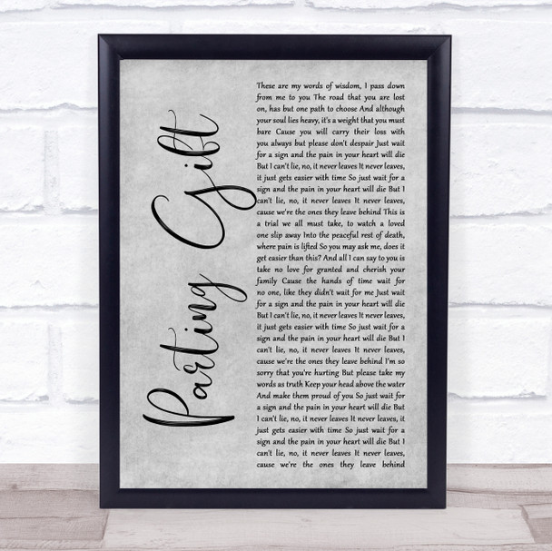 Our Hollow, Our Home Parting Gift Grey Rustic Script Song Lyric Print