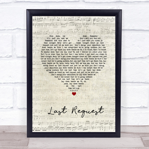 Paolo Nutini Last Request Script Heart Song Lyric Print