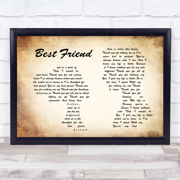 Jason Mraz Best Friend Man Lady Couple Song Lyric Quote Print