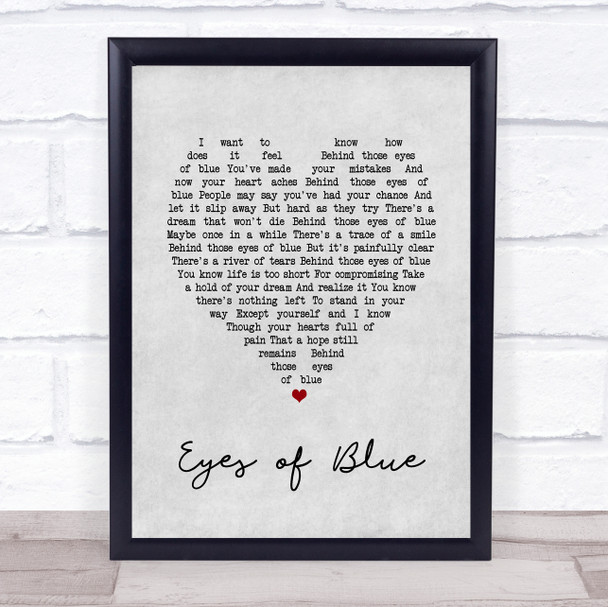 Paul Carrack Eyes of Blue Grey Heart Song Lyric Print