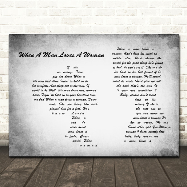 Percy Sledge When A Man Loves A Woman Man Lady Couple Grey Song Lyric Print