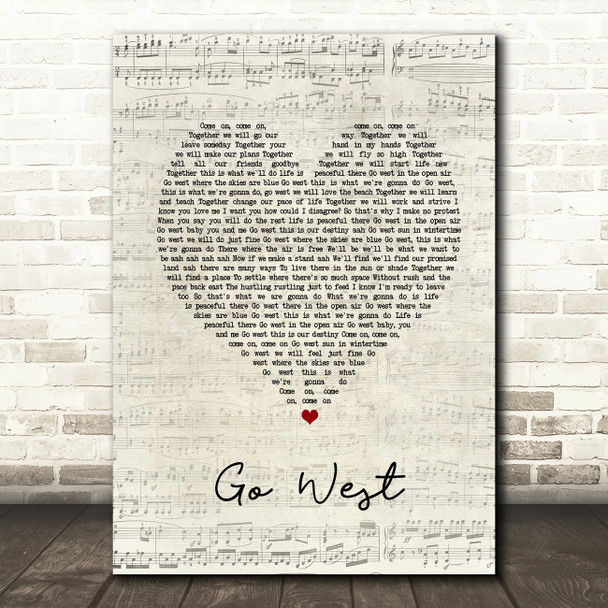 Pet Shop Boys Go West Script Heart Song Lyric Print