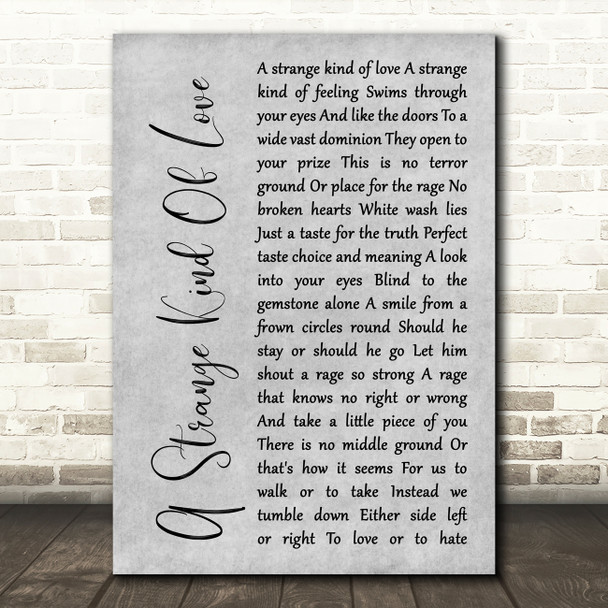 Peter Murphy A Strange Kind Of Love Rustic Script Grey Song Lyric Print