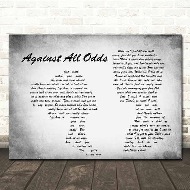 Phil Collins Against All Odds Man Lady Couple Grey Song Lyric Quote Print