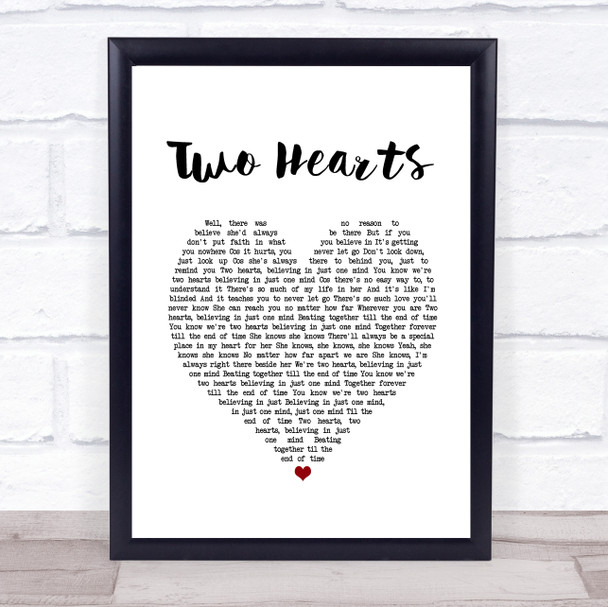 Phil Collins Two Hearts White Heart Song Lyric Print