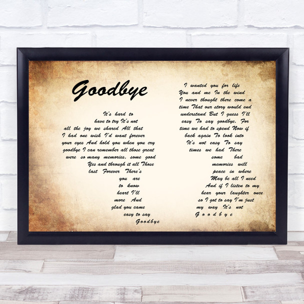 Lionel Richie Goodbye Man Lady Couple Song Lyric Quote Print