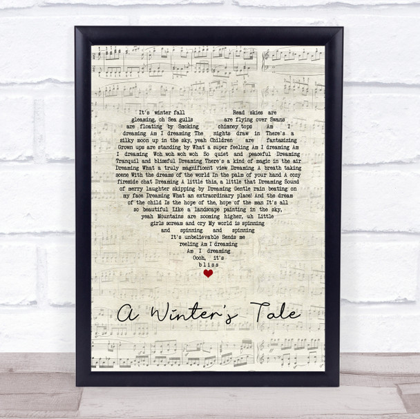 Queen A Winter's Tale Script Heart Song Lyric Print