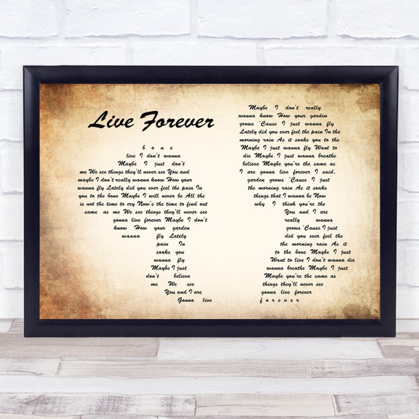 Oasis Live Forever Man Lady Couple Song Lyric Quote Print