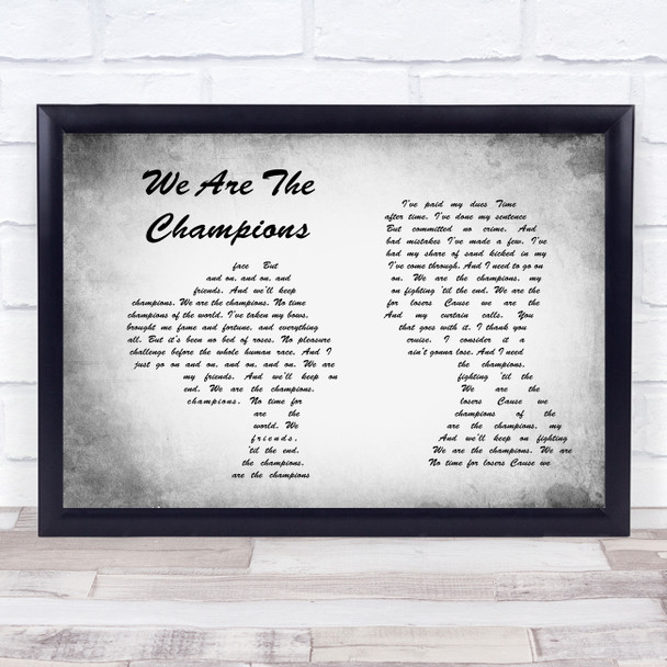 Queen We Are The Champions Man Lady Couple Grey Song Lyric Print