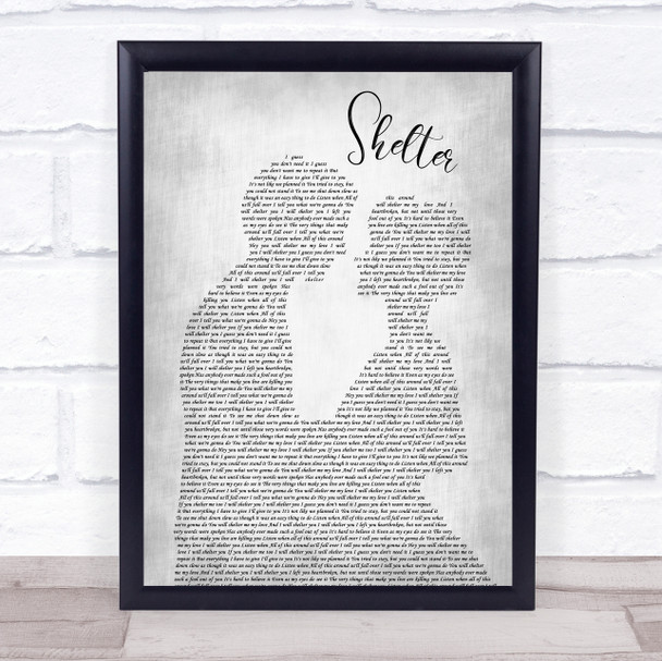 Ray LaMontagne Shelter Grey Song Lyric Man Lady Bride Groom Wedding Print