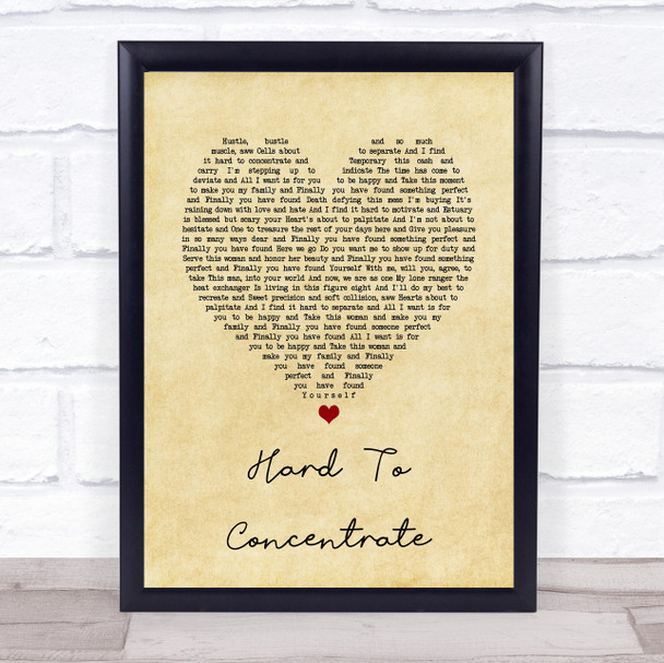 Red Hot Chili Peppers Hard To Concentrate Vintage Heart Song Lyric Print