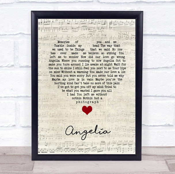 Richard Marx Angelia Script Heart Song Lyric Print