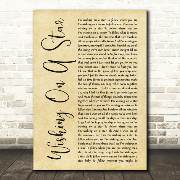 Rose Royce Wishing on a Star Rustic Script Song Lyric Print