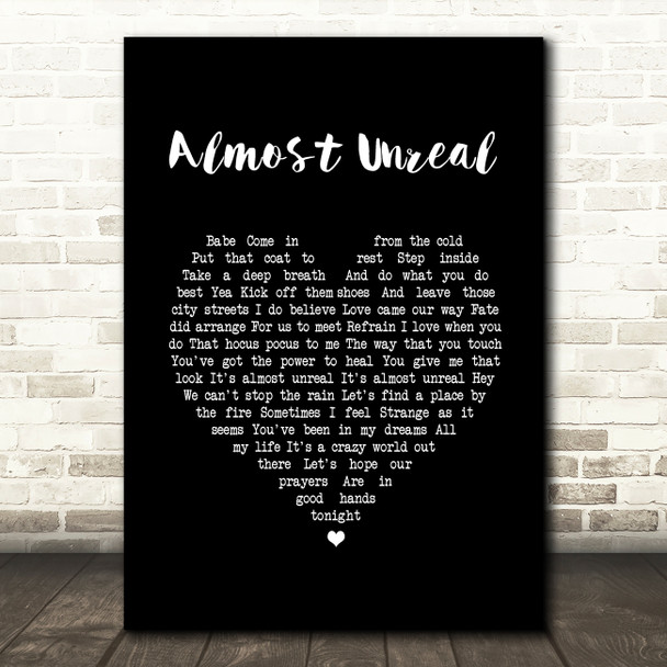 Roxette Almost Unreal Black Heart Song Lyric Print