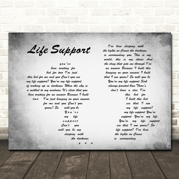 Sam Smith Life Support Man Lady Couple Grey Song Lyric Quote Print