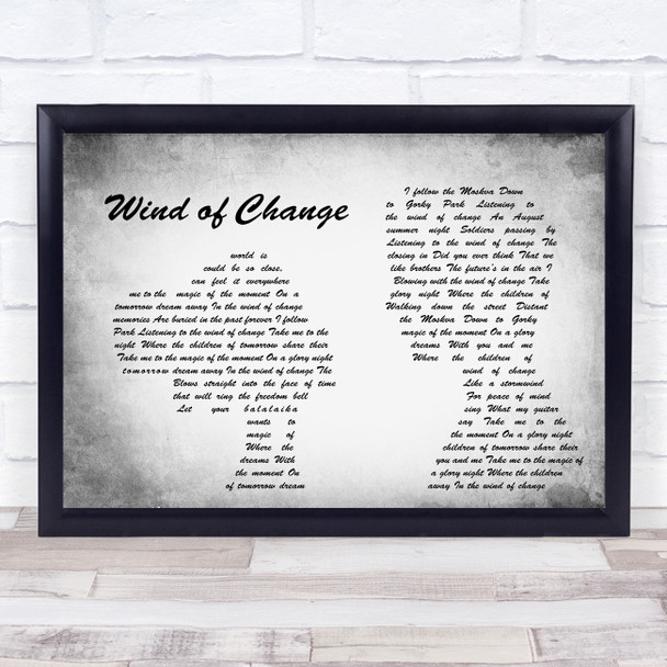 Scorpions Wind of Change Man Lady Couple Grey Song Lyric Print