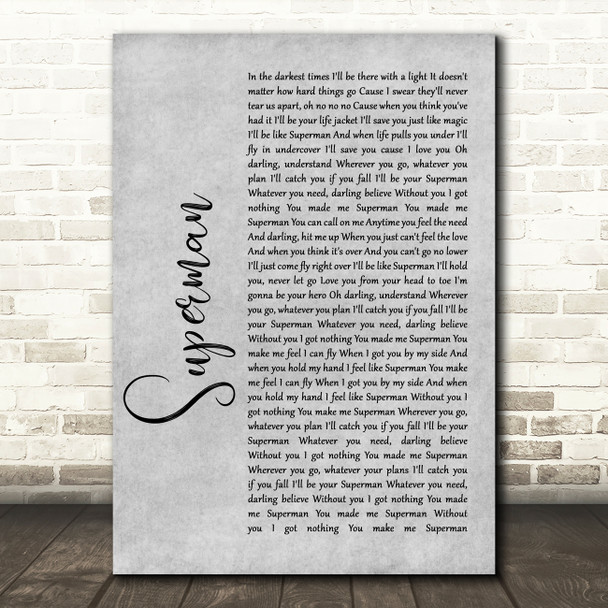 Scouting For Girls Superman Rustic Script Grey Song Lyric Quote Print